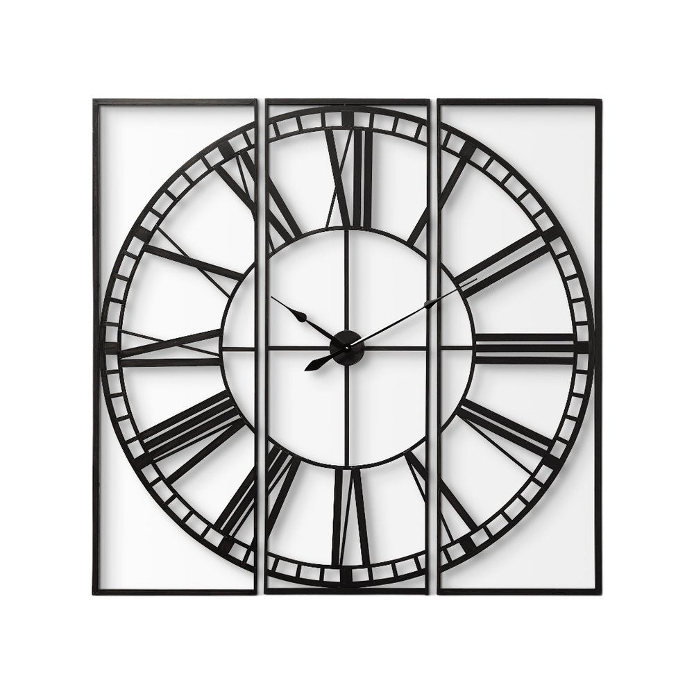 60" Round and Square Industrial Style Wall Clock  Warm Home View