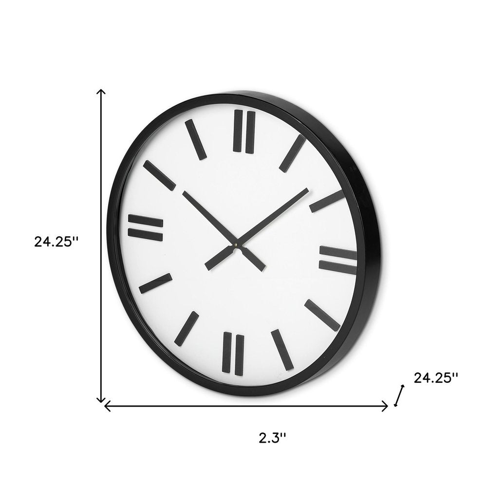 24" Round Large Modern Wall Clock With White Face And Non-Numarical Number  Warm Home View