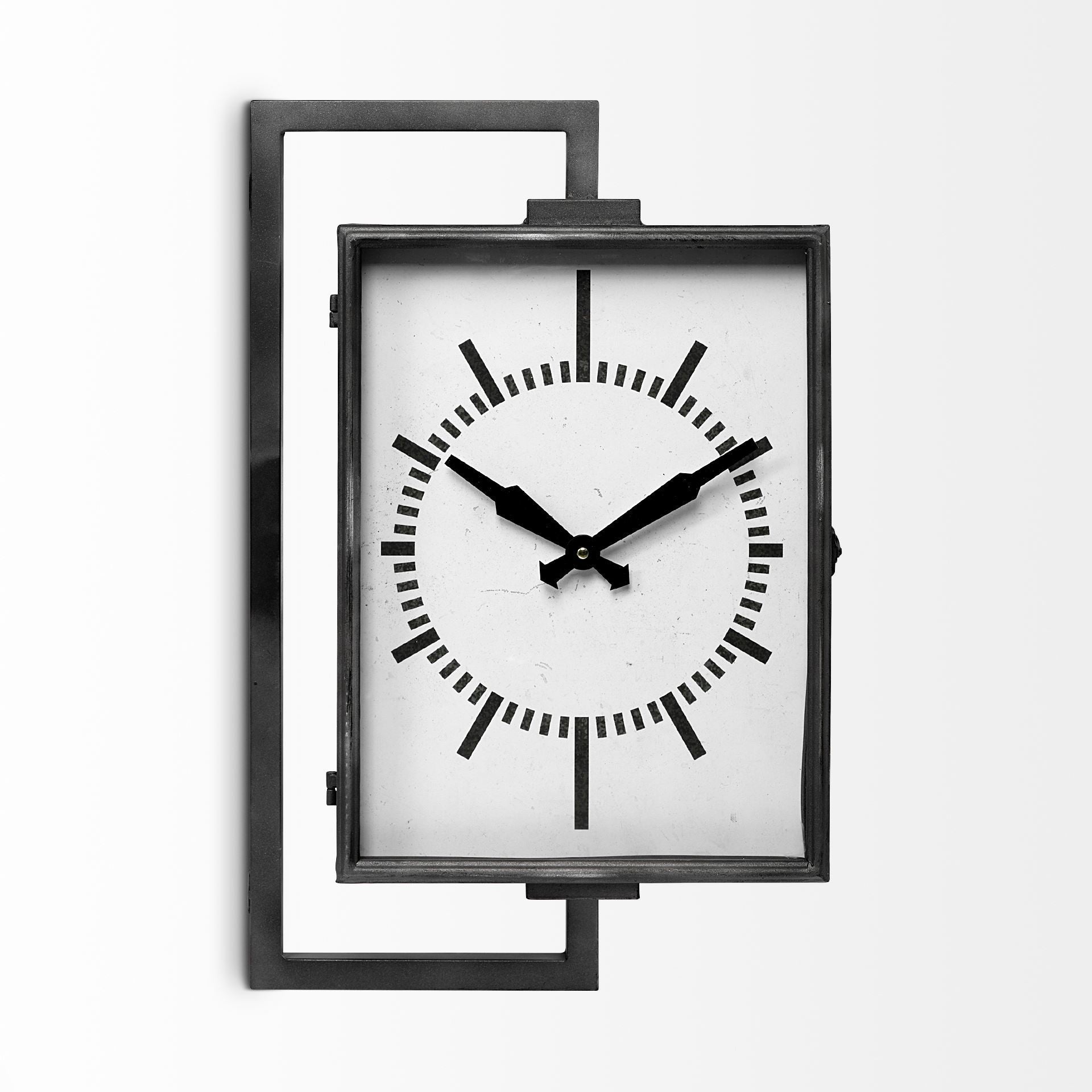 Rectangular Large Black Industrial Style Wall Clock  Warm Home View
