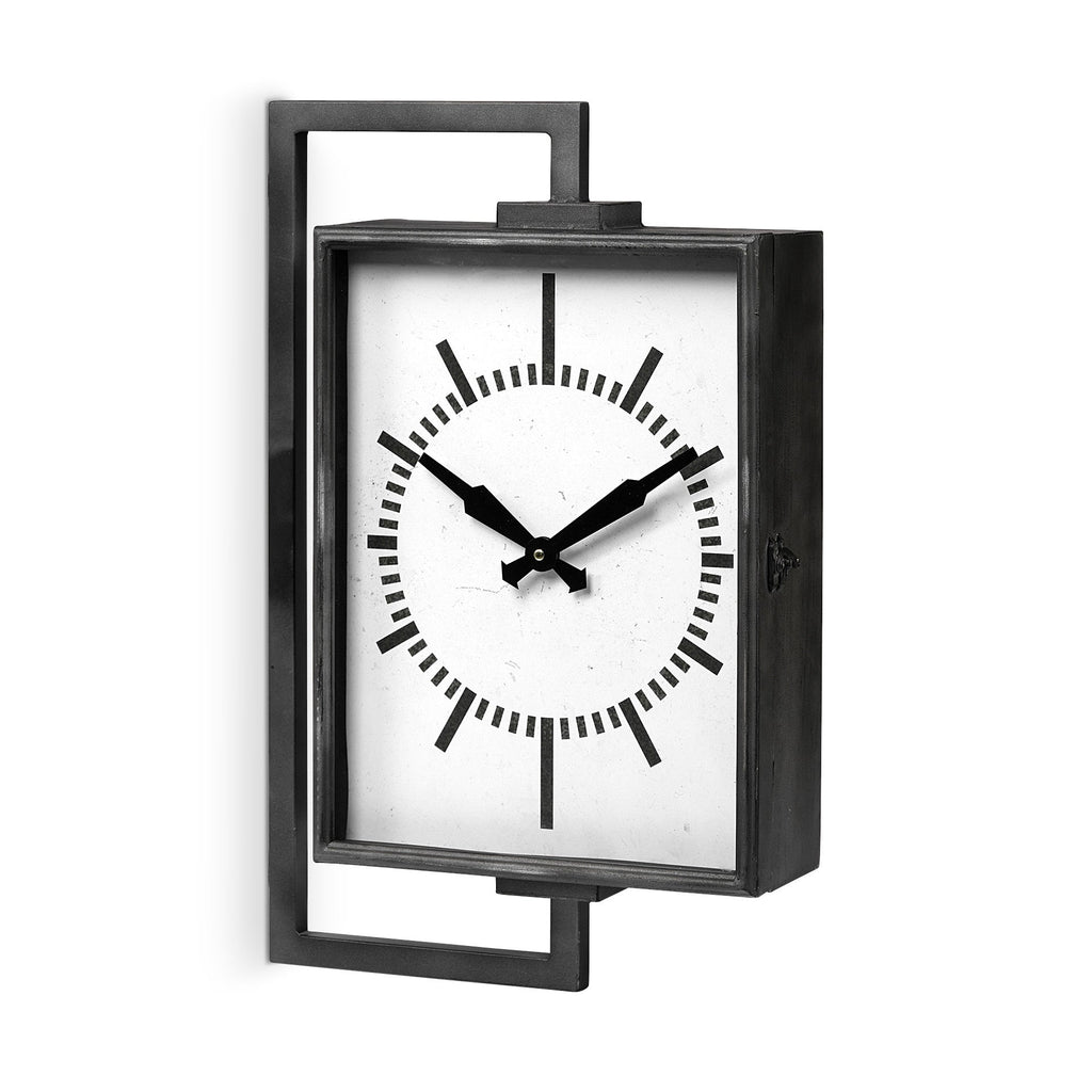 Rectangular Large Black Industrial Style Wall Clock  Warm Home View