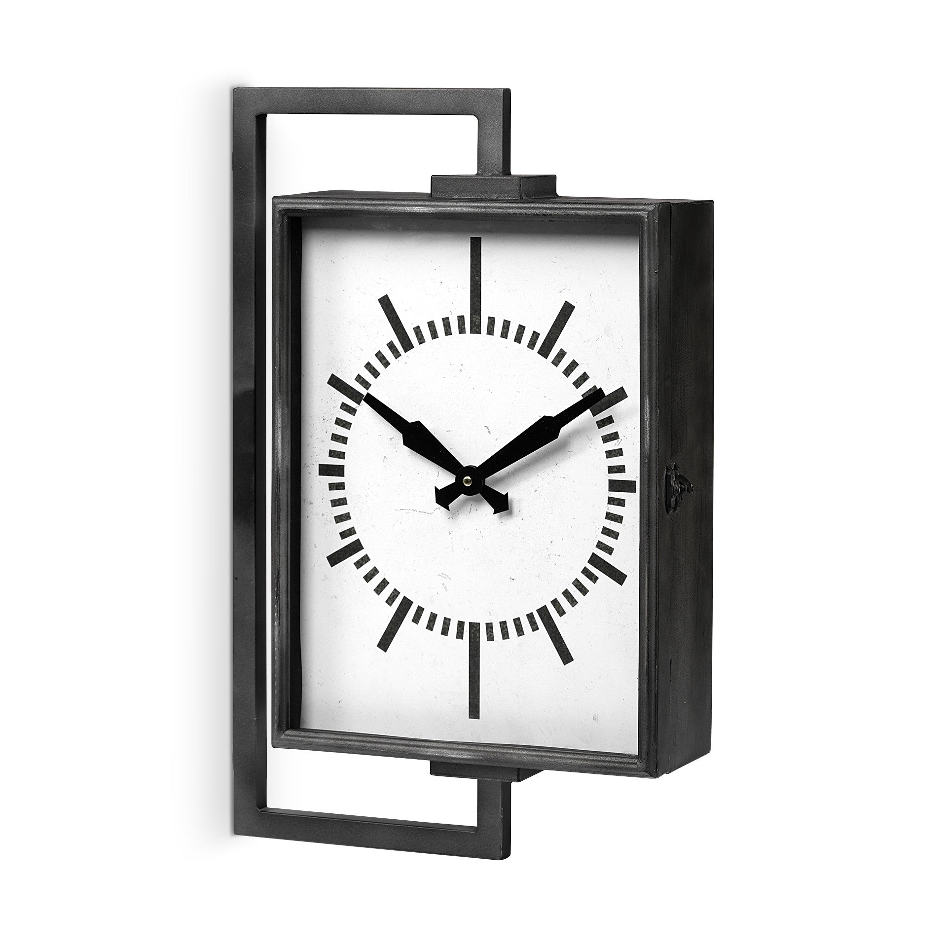 Rectangular Large Black Industrial Style Wall Clock  Warm Home View