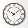 32" Circle Brown Metal Skeleton Wall Clock  Warm Home View