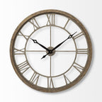 32" Circle Brown Metal Skeleton Wall Clock  Warm Home View