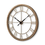 32" Circle Brown Metal Skeleton Wall Clock  Warm Home View