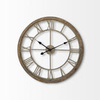 25" Circle Brown Metal Skeleton Wall Clock  Warm Home View