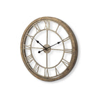 25" Circle Brown Metal Skeleton Wall Clock  Warm Home View