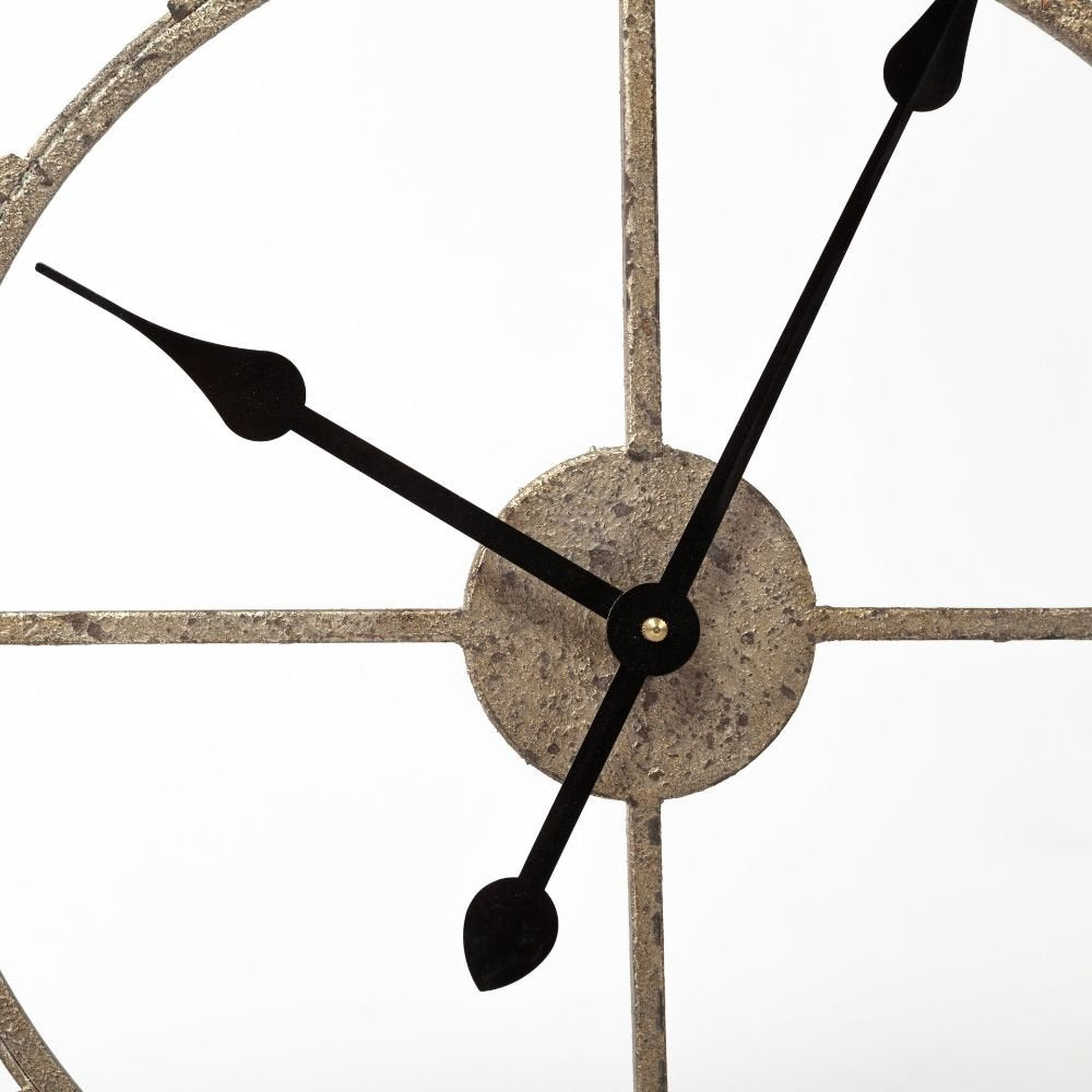 25" Circle Brown Metal Skeleton Wall Clock  Warm Home View