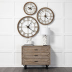 25" Circle Brown Metal Skeleton Wall Clock  Warm Home View