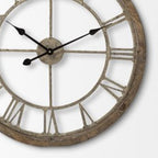 25" Circle Brown Metal Skeleton Wall Clock  Warm Home View