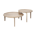 Set of Two Brown Solid Wood Round Nested Coffee Tables  Warm Home View