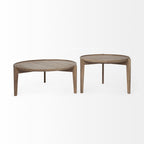 Set of Two Brown Solid Wood Round Nested Coffee Tables  Warm Home View