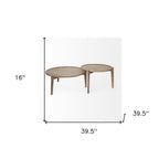 Set of Two Brown Solid Wood Round Nested Coffee Tables  Warm Home View