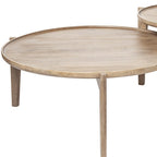 Set of Two Brown Solid Wood Round Nested Coffee Tables  Warm Home View