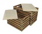 Set of Two Brown Wood Slat and Upholstery Storage Benches With Flip Top  Warm Home View