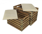 Set of Two Brown Wood Slat and Upholstery Storage Benches With Flip Top  Warm Home View