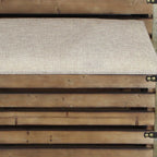 Set of Two Brown Wood Slat and Upholstery Storage Benches With Flip Top  Warm Home View