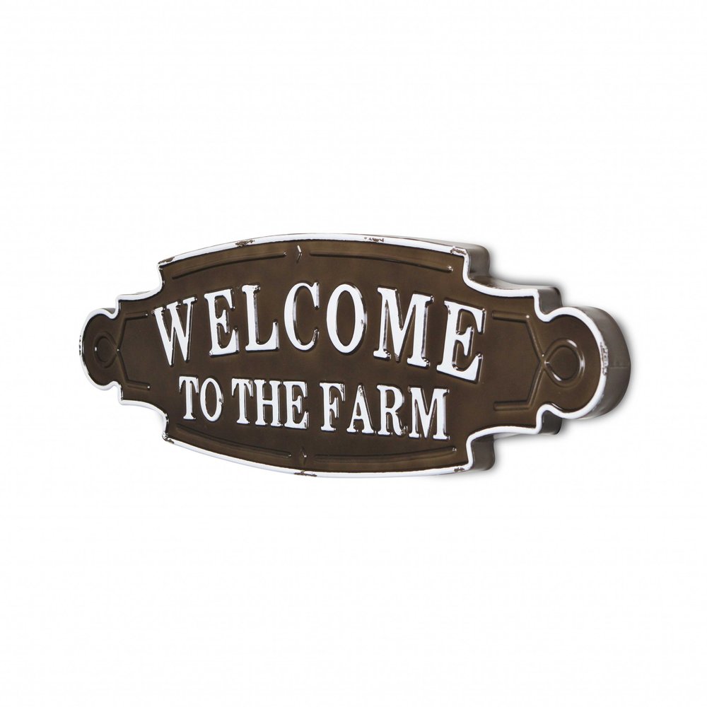 Welcome To The Farm Lacquered Black And White Metal Wall Art  Warm Home View
