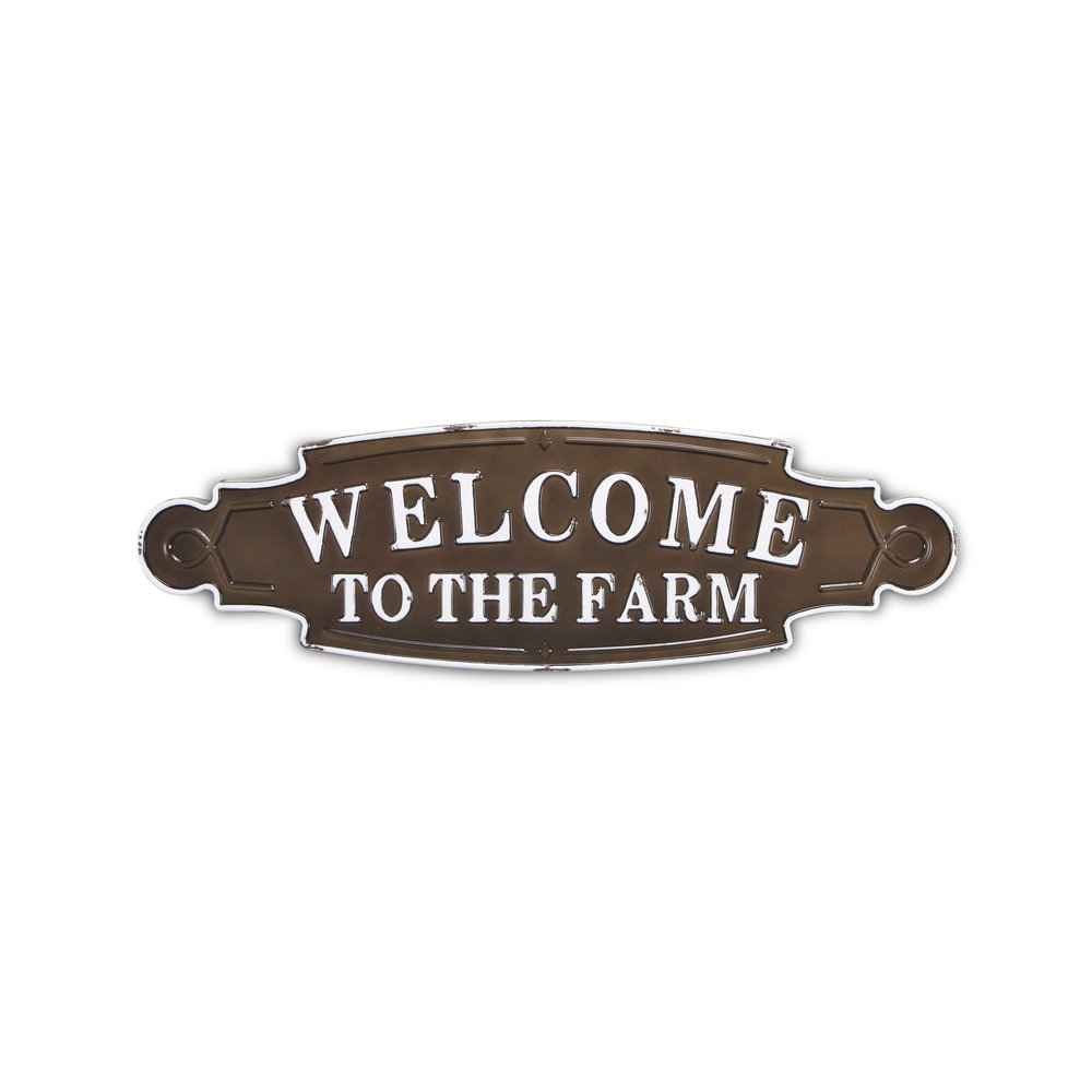 Welcome To The Farm Lacquered Black And White Metal Wall Art  Warm Home View