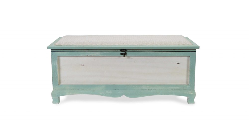 Rectangular Green Wooden With Seat Cushion And Inside Storage Bench  Warm Home View