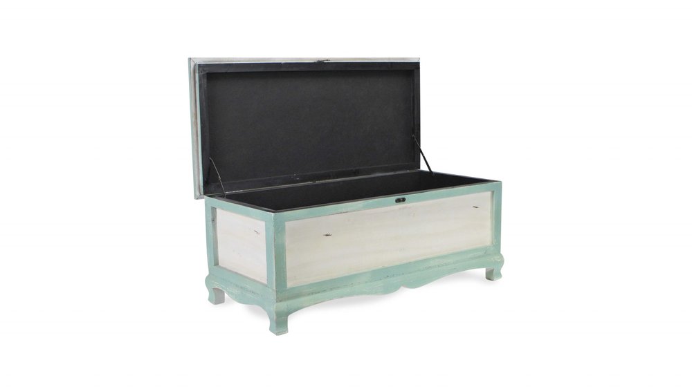 Rectangular Green Wooden With Seat Cushion And Inside Storage Bench  Warm Home View