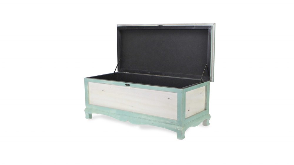 Rectangular Green Wooden With Seat Cushion And Inside Storage Bench  Warm Home View
