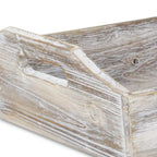 White Rustic Finish Wood Serving Tray With Handles  Warm Home View
