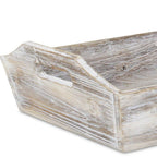 White Rustic Finish Wood Serving Tray With Handles  Warm Home View