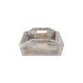 White Rustic Finish Wood Serving Tray With Handles  Warm Home View