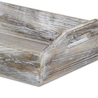 White Rustic Finish Wood Serving Tray With Handles  Warm Home View