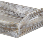 White Rustic Finish Wood Serving Tray With Handles  Warm Home View