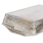 White Rustic Finish Wood Serving Tray With Handles  Warm Home View