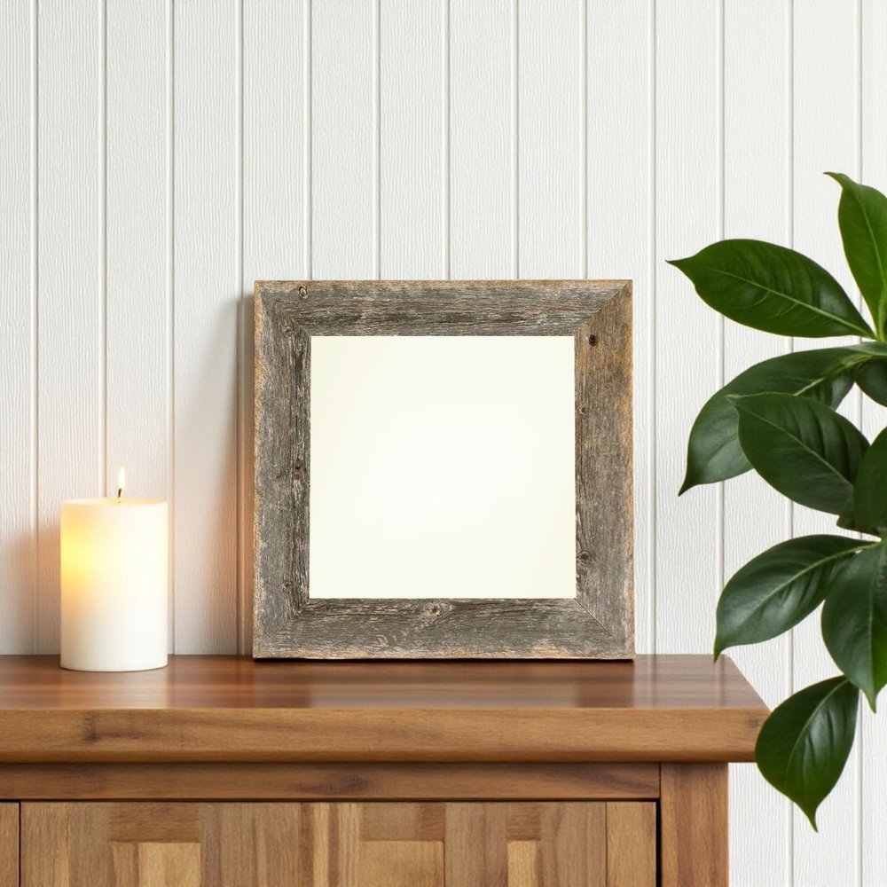 6" x 6" Gray Solid Wood Tabletop Picture Frame  Warm Home View