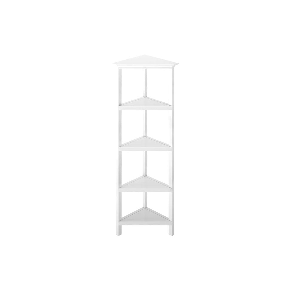 White Solid Wood Corner Bookcase  Warm Home View