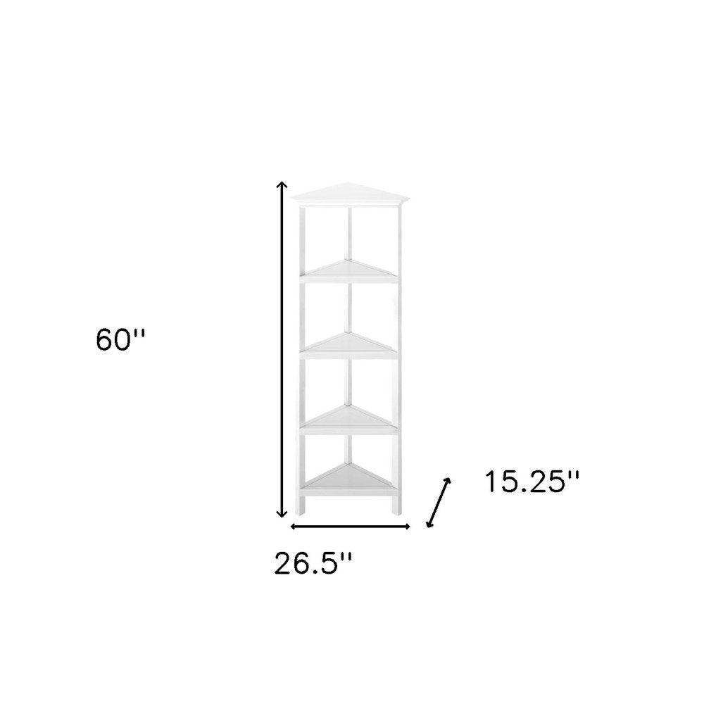 White Solid Wood Corner Bookcase  Warm Home View