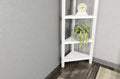 White Solid Wood Corner Bookcase  Warm Home View