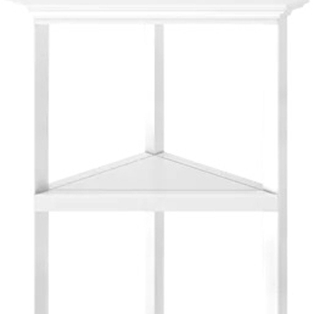 White Solid Wood Corner Bookcase  Warm Home View