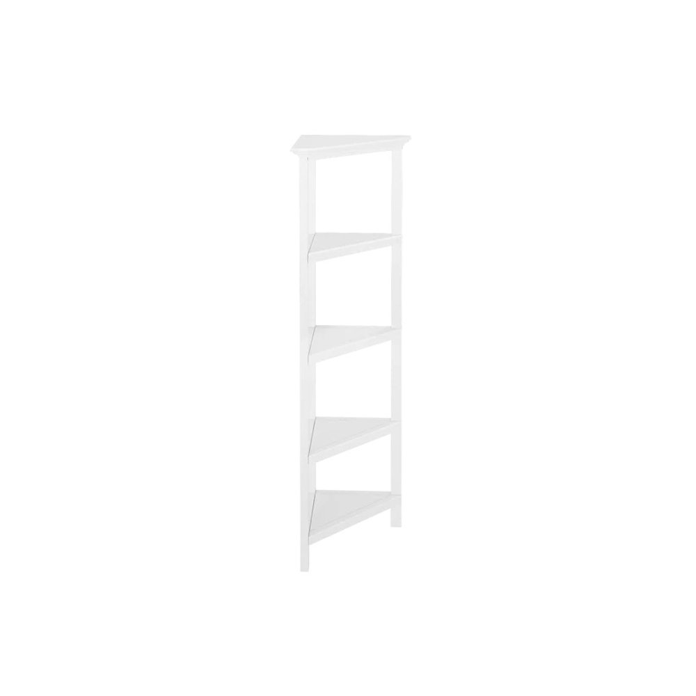 White Solid Wood Corner Bookcase  Warm Home View