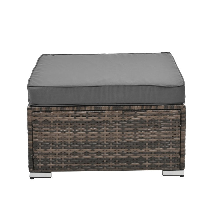 4-Piece Seasonal PE Wicker Patio Furniture Set with Tempered Glass Table - Brown  Warm Home View