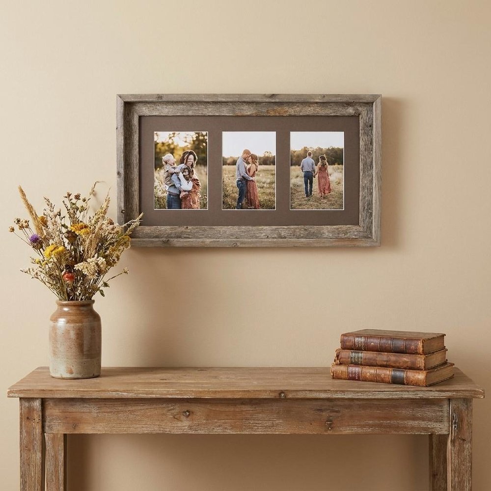 5" x 7" Gray Solid Wood Hanging Picture Frame with Mat  Warm Home View