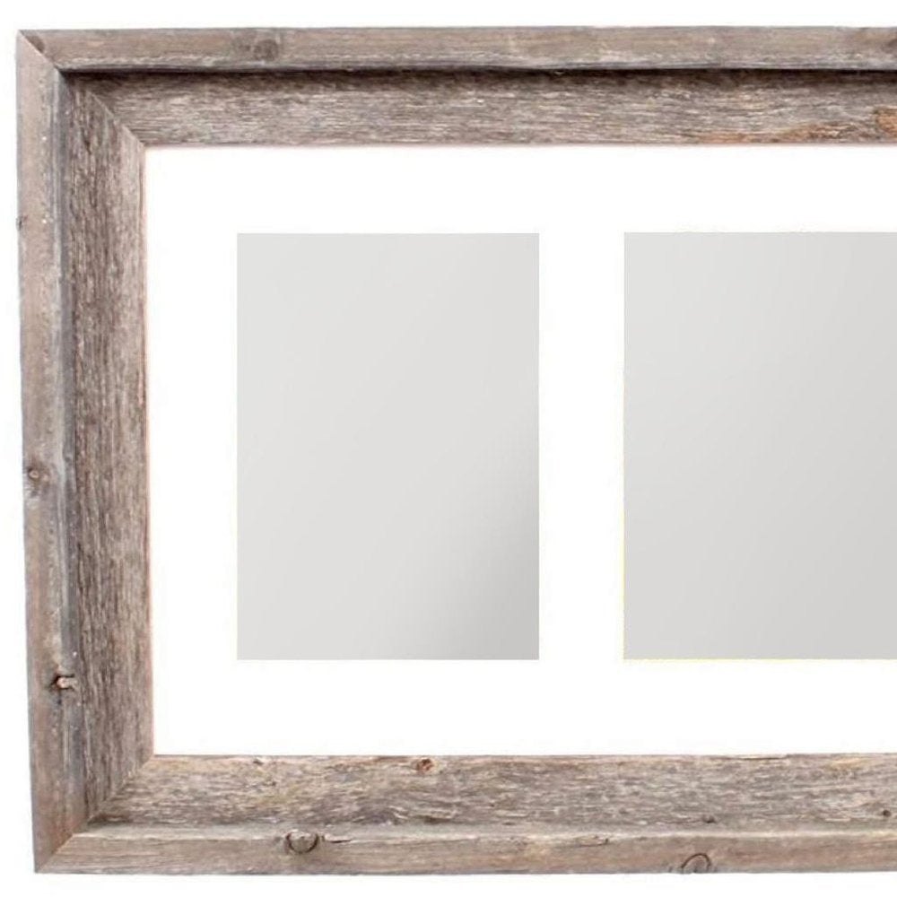 5" x 7" Natural Distressed Reclaimed Wood Hanging Picture Frame with Mat  Warm Home View