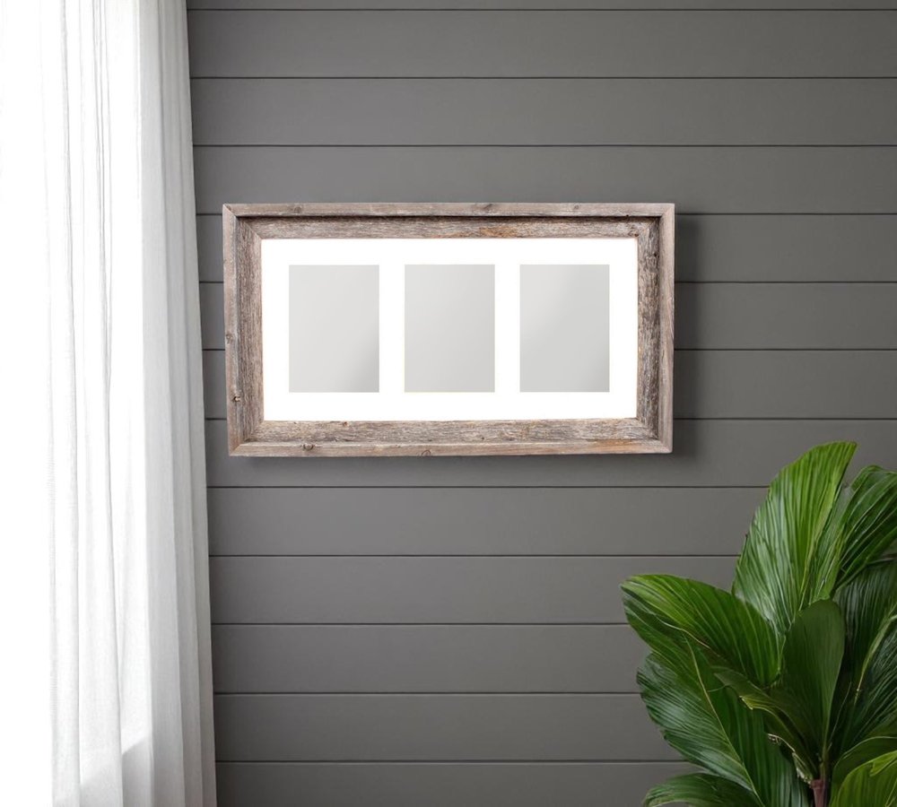 5" x 7" Natural Distressed Reclaimed Wood Hanging Picture Frame with Mat  Warm Home View