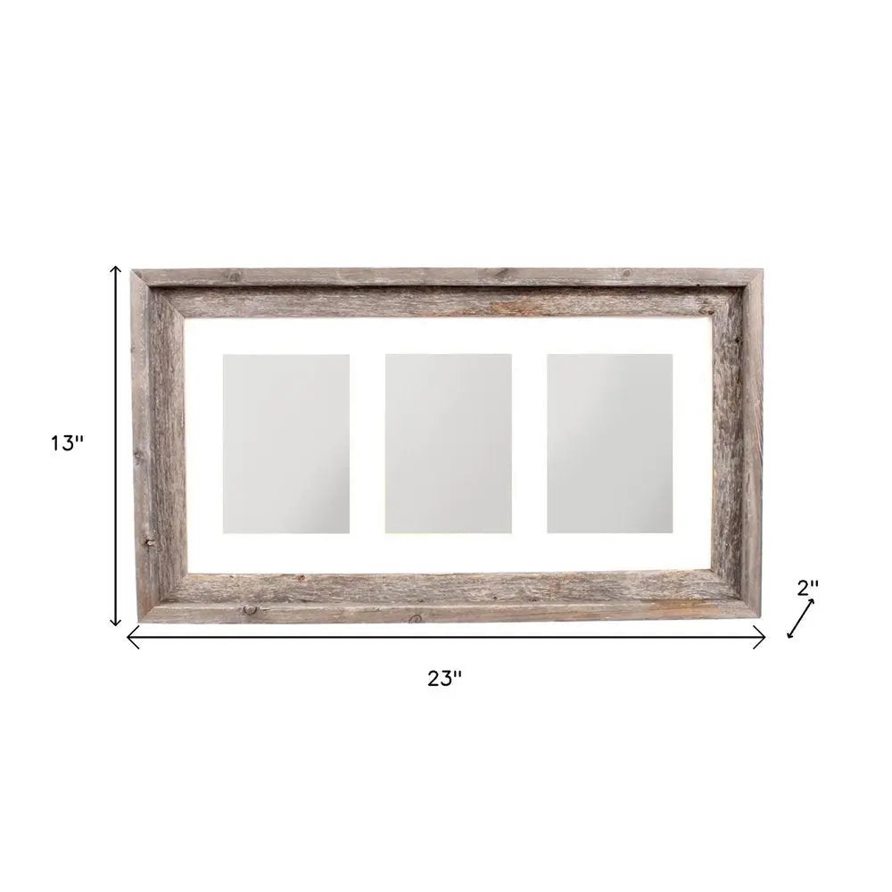 5" x 7" Natural Distressed Reclaimed Wood Hanging Picture Frame with Mat  Warm Home View