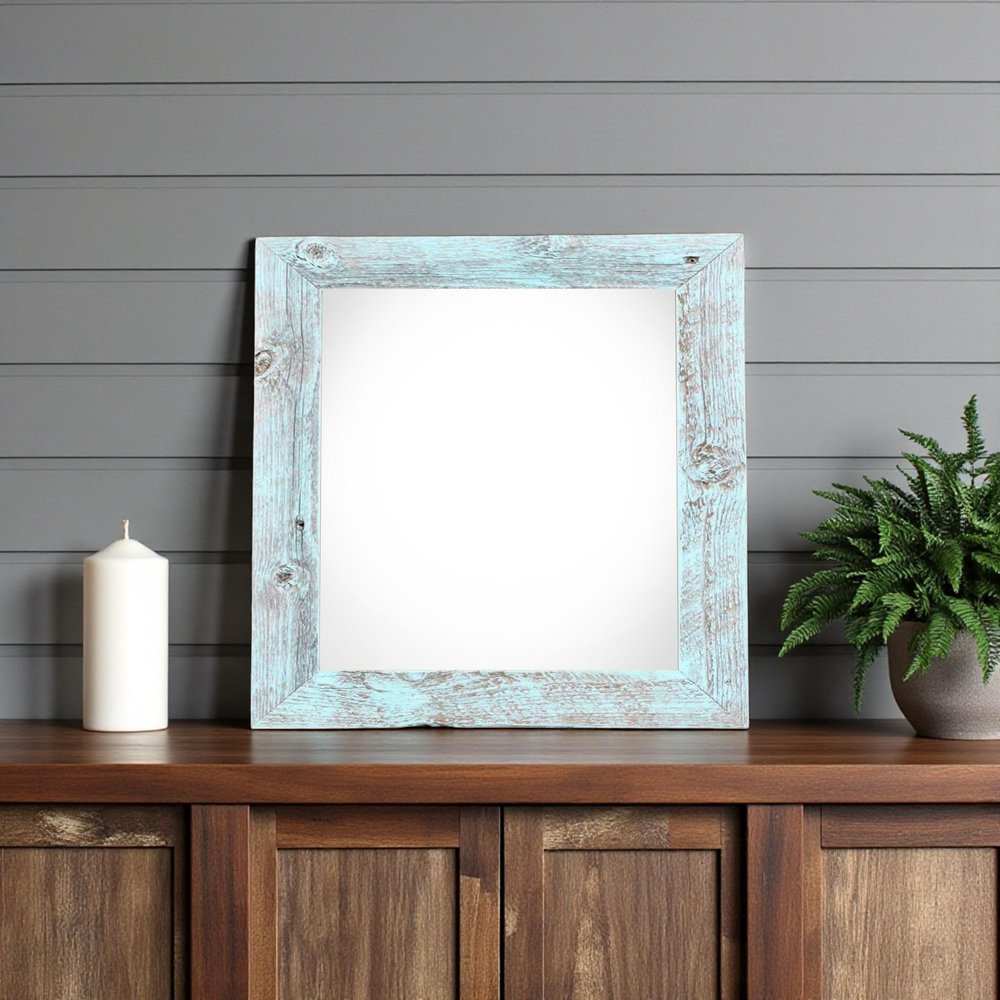 8" x 8" Blue Solid Wood Tabletop Picture Frame  Warm Home View