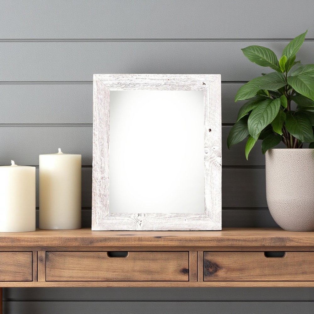 6" x 6" White Solid Wood Tabletop Picture Frame  Warm Home View