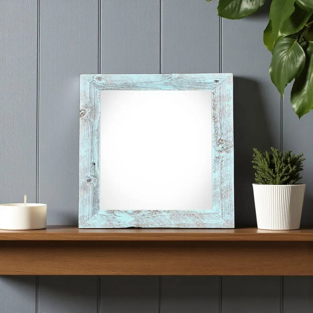 6" x 6" Blue Solid Wood Tabletop Picture Frame  Warm Home View