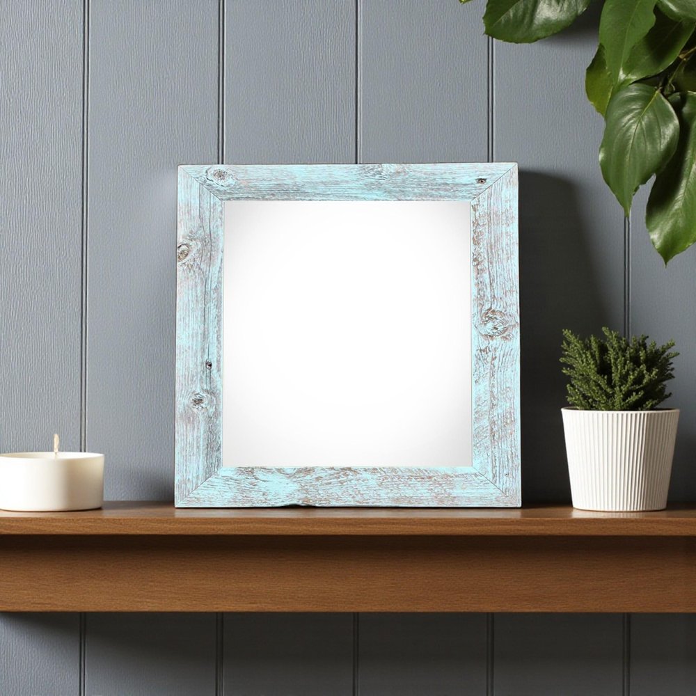 6" x 6" Blue Solid Wood Tabletop Picture Frame  Warm Home View
