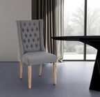 Tufted Gray and Brown Upholstered Linen Wing Back Dining Side Chair  Warm Home View