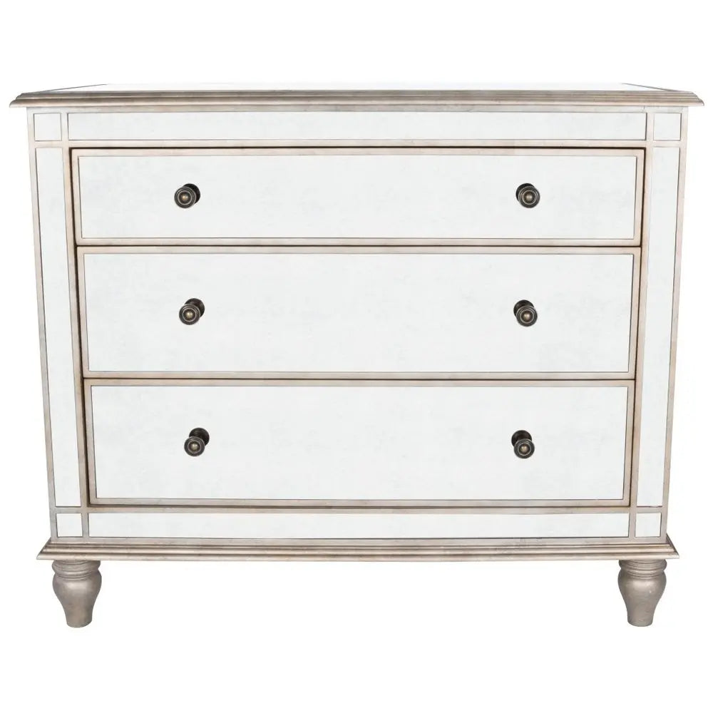 Rectangle Mirrored 3 Drawer Console Storage Chest  Warm Home View