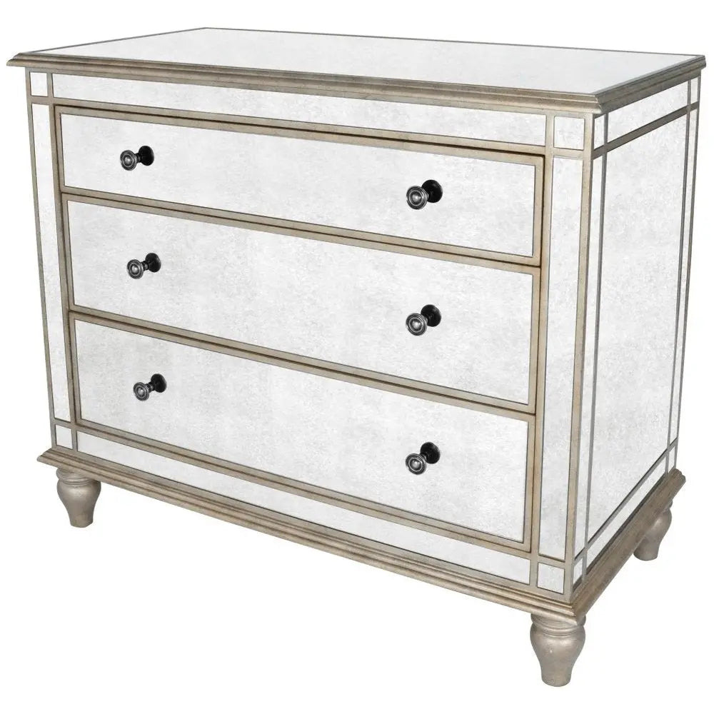 Rectangle Mirrored 3 Drawer Console Storage Chest  Warm Home View