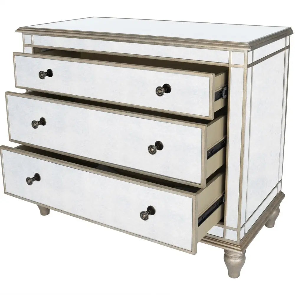 Rectangle Mirrored 3 Drawer Console Storage Chest  Warm Home View